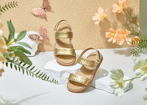 Image of PHIRAMIN Toddler Girl Sandals - Flower Girl Dress Shoes Open Toe Little Kid Flats