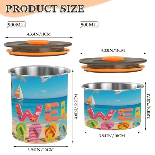 Contenedor hermético de acero inoxidable 900ml para alimentos miniatura 2