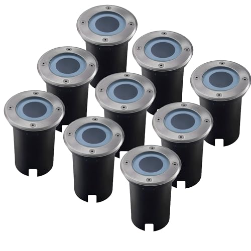 Ledvion - 9X Faretti da incasso rotondi, IP67, GU10, cavo da 1 m, illuminazione esterna, illuminazione per terrazze