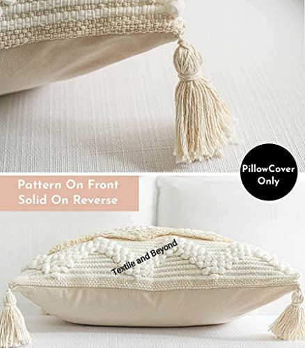 Image of Cushion - Handloom Cotton Throw Pillow Covers - Set of 5 Decorative Cushions for Living Room, Bedroom, & Sofa, 16x16 Inches