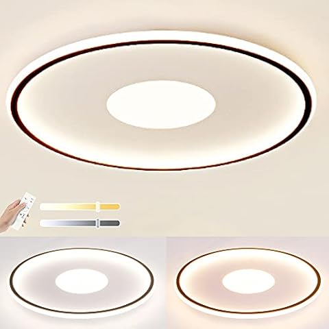 Black LED Ceiling Light, Ceiling Lamp Round Fashionable Round Creative, 42W 3600lm Dimmable with Memory Function Suitable for 10~15㎡ Living Room Bedroom, Children's Room Ceiling Lights, Φ50cm*H4.5cm Cover