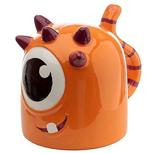 Caribou Living Upside Down Orange Cyclops Monster Ceramic Novelty Mug Cup 450ml for Hot Drinks Coffee Tea Hot Chocolate