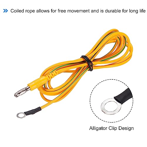 Image of MECCANIXITY ESD Grounding Cables, 1.8m /71 inch Anti-Static Ground Cable Yellow, for Eliminate Conductor Electrostatic, Pack of 2