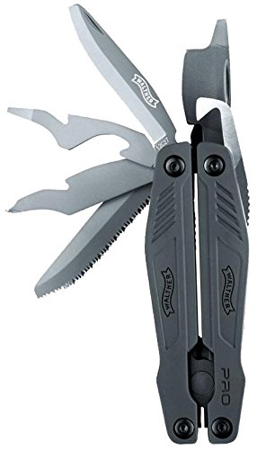 g8ds Set:Walther PRO ToolTac M titangrau 12c27 Sandvik Steel Drahtschneider, Holzsäge, Flaschenöffner, Schraubendreher (Schlitz und Kreuz) Gürteletui