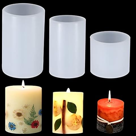 3 PCS Candle Molds Silicone Candle Mold Silicone for Candle Making Resin Molds Silicone Kit Cylindrical Candlestick Epoxy Casting 3 Sizes DIY Silicone Molds for Candles DIY Crafts Clay Cover