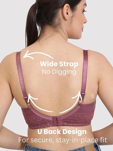 Image of GLAMORAS Women Cotton Spandex Non Padded & Non Wired Minimizer Everyday Bra| Structured for Bounce Control with Full Coverage & Broad Side Wings Prevents Side Spillage