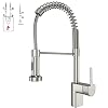 HUAHOMDY Modern low pressure kitchen tap 360° schwenkbarer Mischer Ausziehbarer Wasserhahn für die Spüle Mit drei 3/8″-Schläuchen aus Edelstahl Alle Montageteile enthalten