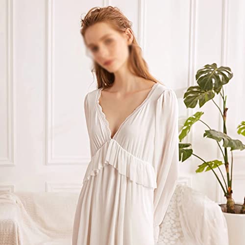 N/A Fall Pajamas Ladies Soft Mesh Fairy Long Nightdress Pajamas Princess Pajamas Lace (Color : A, Size : M Code) #TOP3