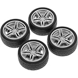 Kryoflare 4Pcs Black Rubber Tires, 48mm Simulation Wheel Set for RC Models, DIY Remote Control Vehicle Parts，DIY RC Spare Parts Easy Installation Small in Size Toy Parts