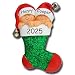 Personalized 2019 Twins in Stocking Christmas Ornament - Jingle Bells with Baby in Santa Hats - Free Custom Names and Year