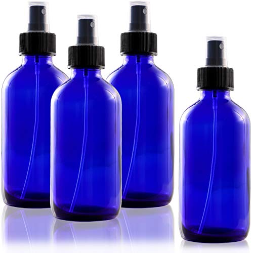 Juvale 4-Pack Blue Glass 8 Ounce Essential Oils Atomizer Pump Spray Misting Bottles