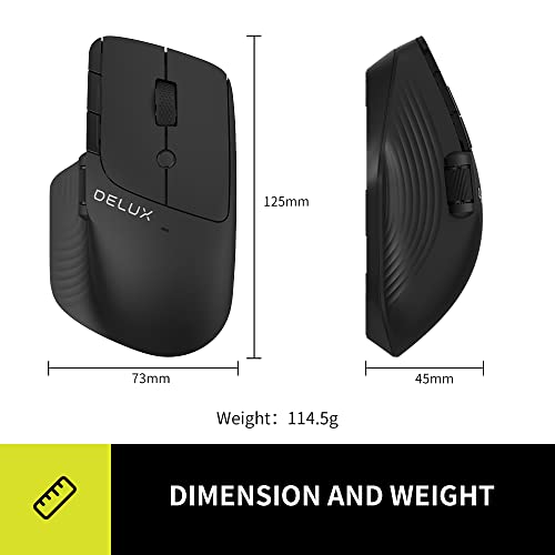 Delux Wireless Bluetooth Mouse With Side Scroll Wheel, One-Click Return To Desktop Design, Multi-Device Ergonomic Mouse With 4000Dpi, 7 Buttons, For Pc Computer Laptop (M913Db-Black) #TOP5