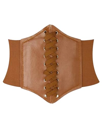 Yotlein Corset Mujer, Cuero Corset Medieval Mujer Cinch, Cinturón Elástico con Banda Ancha, Cinturón Elástico Cor set Pirata para Mu jer, Corsé de Mu jer, se Puede Llevar con Vestidos