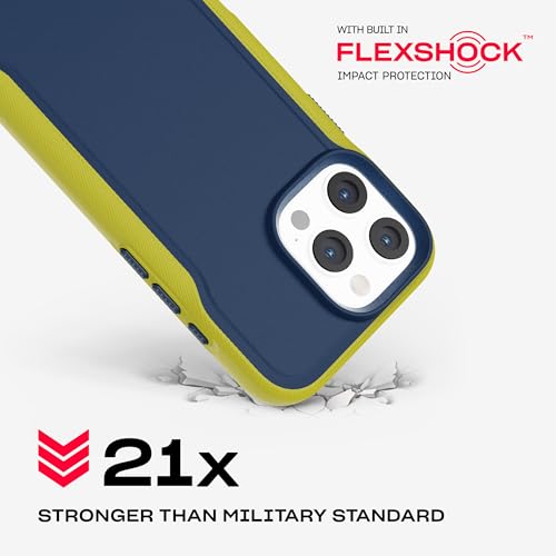 Image of Tech21 EvoPro for iPhone 16 Pro Max Compatible with MagSafe - Impact Protection Case 21x Military Standard Tested - in Navy /Yellow