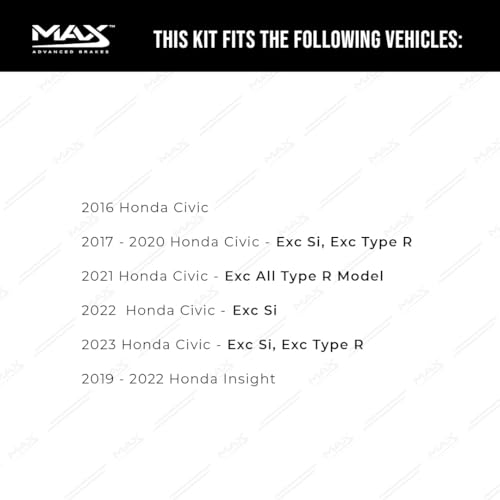 Image of MAX Advanced Brakes - Rear Brake Kit For 2016-2023 Honda Civic (Excluding Si, Type-R Models)| Carbon Ceramic Brake and Rotor Kit| Daily Performance Geomet Coated Cross-Drilled Brake Rotors