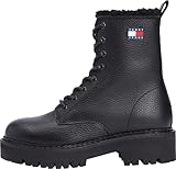 TOMMY HILFIGER TOMMY HILFIGER Damen Marke Logo Details Dicke Sohle Full Lace Up Chic Look Casual Black Boots & Bootie EN0EN02906 BDS, schwarzes, 40 EU