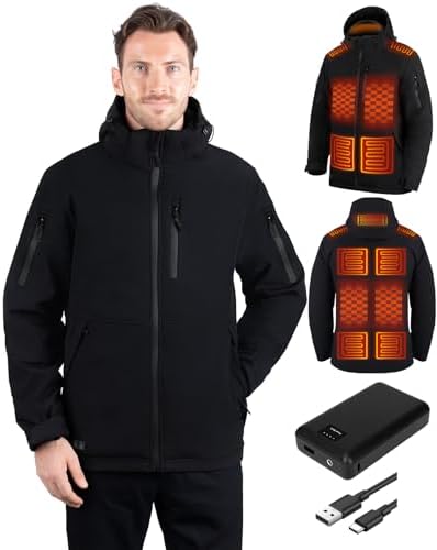 Vantacent89 Heated Jacket for Men with Rechargeable Pack Included, Winter Outdoor Windproof Soft Shell Heating Jackets Coat