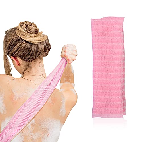 Spa Savvy Exfoliating Bath Towel Shower Loofah | Enhance Your Shower Experience | Rejuvenate and Exfoliate Your Skin | Bath Pouf Body Cleanser (Pink)