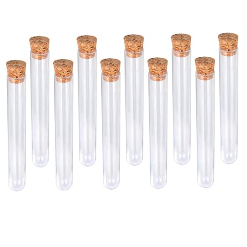 FUNOMOCYA 24pcs Cork Test Tube Test Tube Chemistry Test Tube for Laboratory Experiment Test Tube Scientific Test Small Terrarium Candy Tubes Reusable Test Vials with Caps Test Tubes Plastic