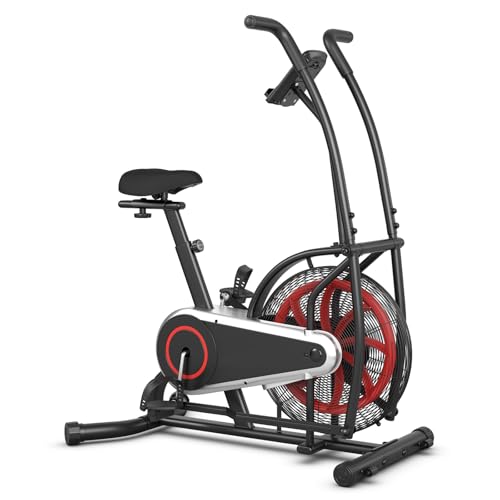 HOMGX Air-Resistance Exercise Bike, Cycling Exercise Machine with Dual Action Handlebars, Real-Time...