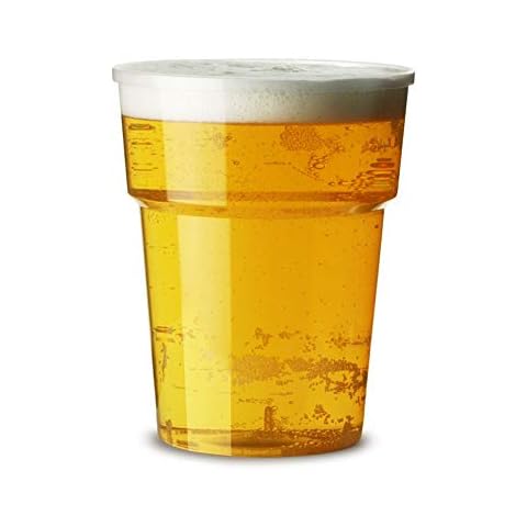 500 x 20 Ounces Re-usable Full Pint Flexi Clear Plastic Cups with Ce Markings - Strong Beer Glasses Tumblers Cover