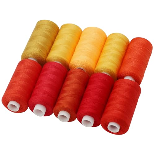 Haobase Sewing Thread Assortment Coil 10 Colors 400 Yards Per Spool 40S/2 Polyester Thread Sewing Kit for Hand and Machine Sewing (Red Styles)