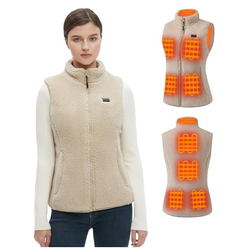 Hecusma Women's Khaki Fuzzy Heated Vest