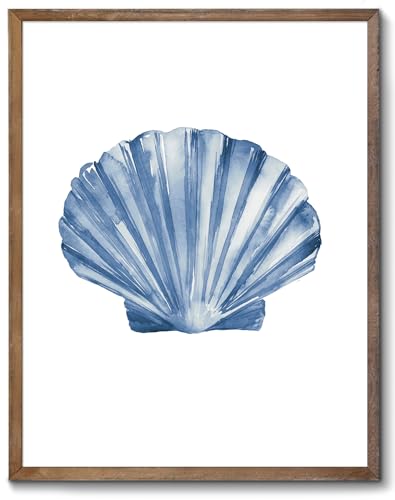 XOCUUI Beach Blue Seashells Canvas Wall Art Prints, Summer Seashells Vintage Paintings Prints,8x10 inches Artwork for Sea Life Theme Decor Bathroom Bedroom Living Room House Home Decorations