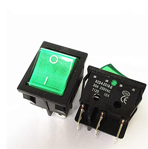 Interrupteur à bascule KCD4 22*29 bouton vert 6 broches courant élevé