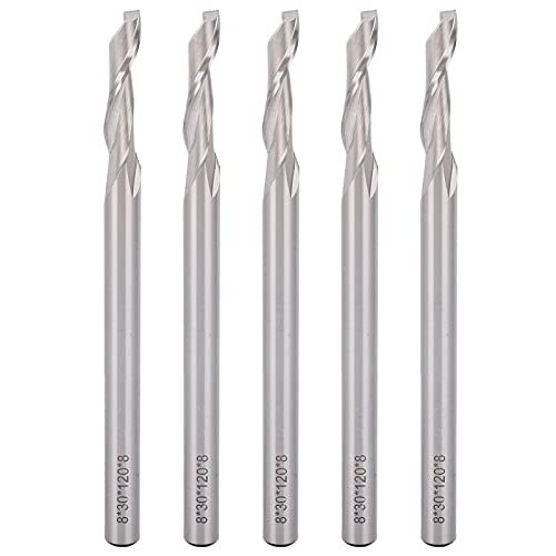 NDNCZDHC 5PCS CNC Router Bits 8 X 8 X 30 X 120mm Spiral Upcut Router Bit Highspeed Steel Router Single Flute End Mill