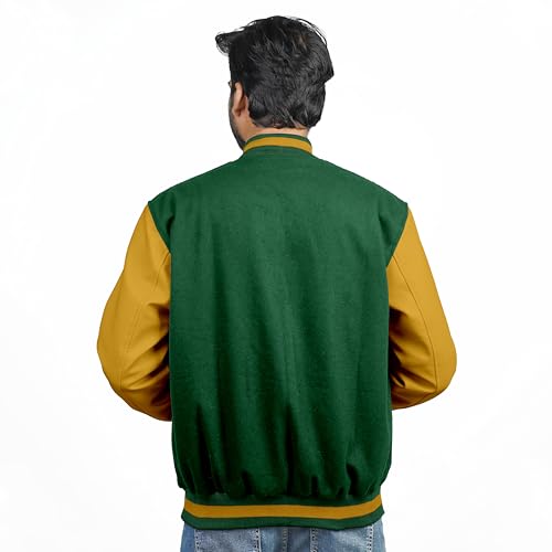 Image of Men's Fashion Varsity Jacket Causal Slim Fit Wool Letterman Baseball Bomber Jackets