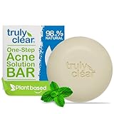 Truly Clear Acne Bar - Plant-Based 1-Step Pimple Treatment for Face, Chest & Back - Approved for Acne, Rosacea, Non-Drying, Pharmaceutical Grade, Salacylic Acid + Hyaluronic Acid