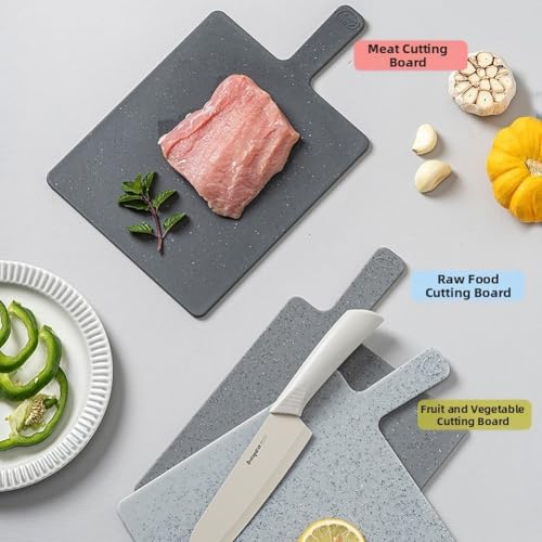 Tablas de cortar de plástico gris antideslizantes con soporte de almacenamiento vertical 3