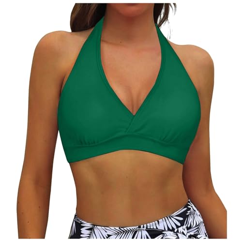 Top de bikini para mujer Push Up Traje de baño Top T Shirt L, verde, M