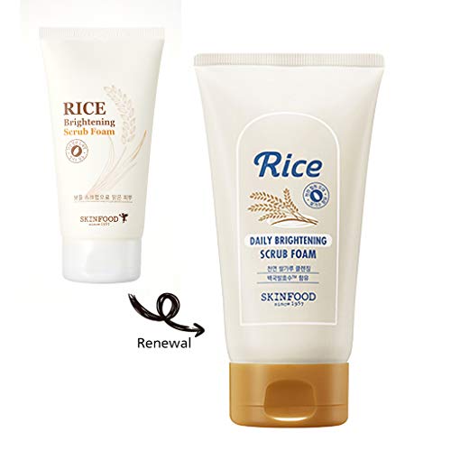 SKIN FOOD Rice Daily Brightening Scrub Foam 5.07 oz. (150ml) - Hypoallergenic Micro