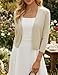 GRACE KARIN Womens Cropped Cardigan Sweater, 3/4 Sleeve Lightweight Shrugs Trendy, Open Front Dressy Casual Spring Outfit Beige