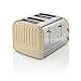 Swan Retro ST34020CN toster, 4 kromki z szerokimi szczelinami, styl vintage, 3 funkcje: rozmrażanie/podgrzewanie/łamanie, 6 regulatorów poziomu tostów, stal nierdzewna, kremowy, 1600 W