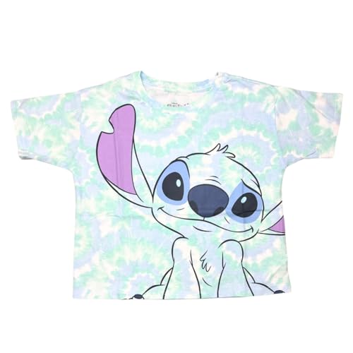 Disney Stitch Spirit Animal Girls Watercolor Crop Top (Small) Blue