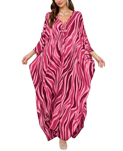 Image of KEYLORTING Plus Size Kaftan Dress Women, African Moo Moo Print Caftan, Batwing Dress, Beach Cover Up for Party and Loungewear