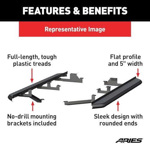 ARIES AeroTread estribos negros SUV aluminio 5x73 pulg miniatura 4