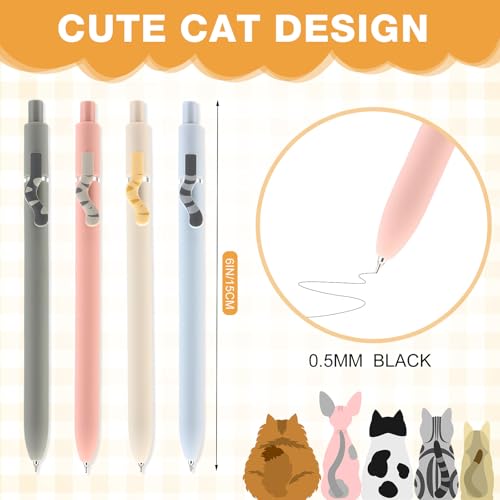 6 Pcs Cute Cat Stationery Set Pens Sticky Notes Makeup Bag Pencil Pouch for Girls Women Cat Lovers Christmas Gifts School Office Supplies3