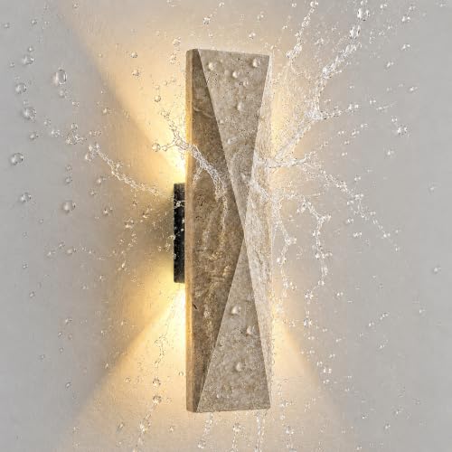Travertine Wall Sconce Diamond 12.6 in IP65 Outdoor Hardwired Up Down LED by LIJIAOAIXZ - Used condition - US$61.68