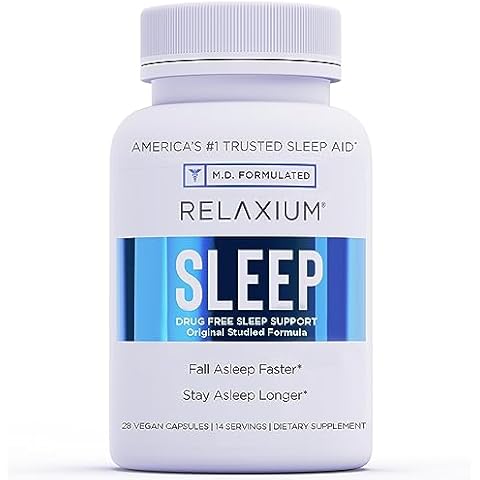 Relaxium Sleep Aid, 14-Day Supply, Non-Habit Forming, Dietary Supplement for Better Sleep, Drug-Free, Stress Relief, with Magnesium, Melatonin, GABA, Chamomile, Made in USA (28 Vegan Capsules) Cover