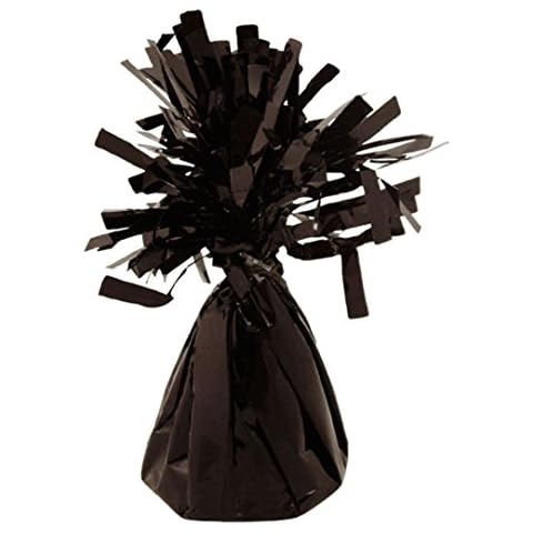 Partyrama 12 X Helium Balloon Weights Black foil Tassle Cone Cover