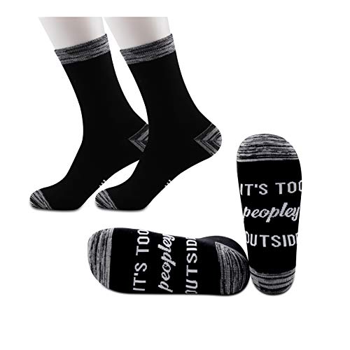 JXGZSO 2 Pairs Introvert Gift Socks Introvert Humor Gift It’s Too Peopley Outside Socks