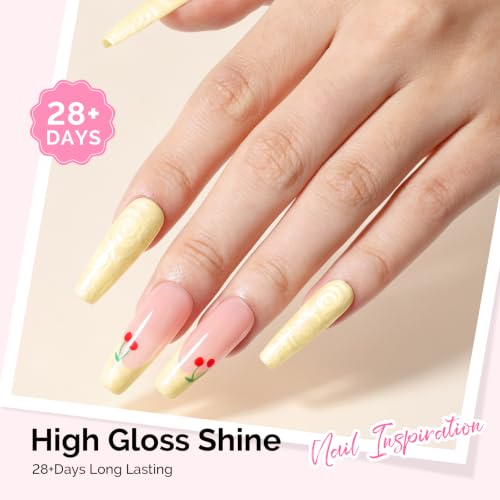 Image of MelodySusie Pastel Yellow Pearl Gel Nail Polish,0.5fl oz Soak Off UV LED Drawing Shimmer Gel Polish Soak Off Swirl Shell Thread Effect Gifts for Women Nail Art Manicure Salon DIY Nail Design-A1905