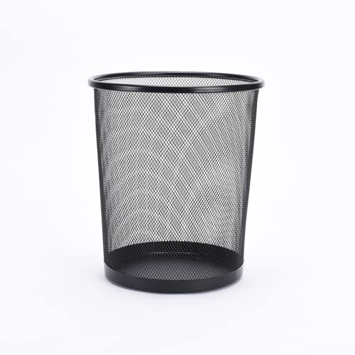 Metal Paper Wastebasket Trash Can - Small Mesh Waste Paper Basket Round Garbage Can For Office Home Kitchen Black (9.3 * 7.5 * 10.6 Inches) #TOP19