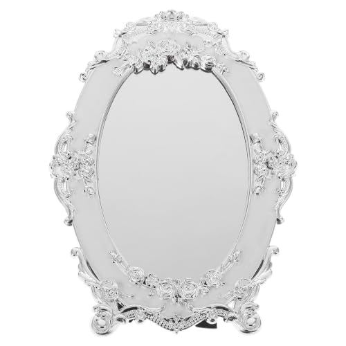 Espejo de maquillaje ovalado para tocador con diseño de rosas vintage 2