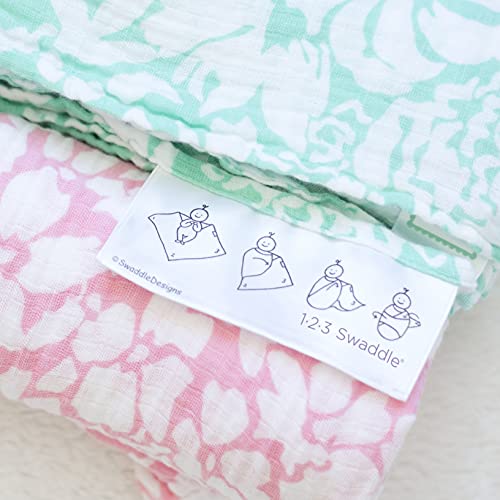 Image of SwaddleDesigns Cotton Muslin Swaddle Blanket, Receiving Blanket for Boys & Girls, Best Shower Gift, 46x46 inches, Green Woodland