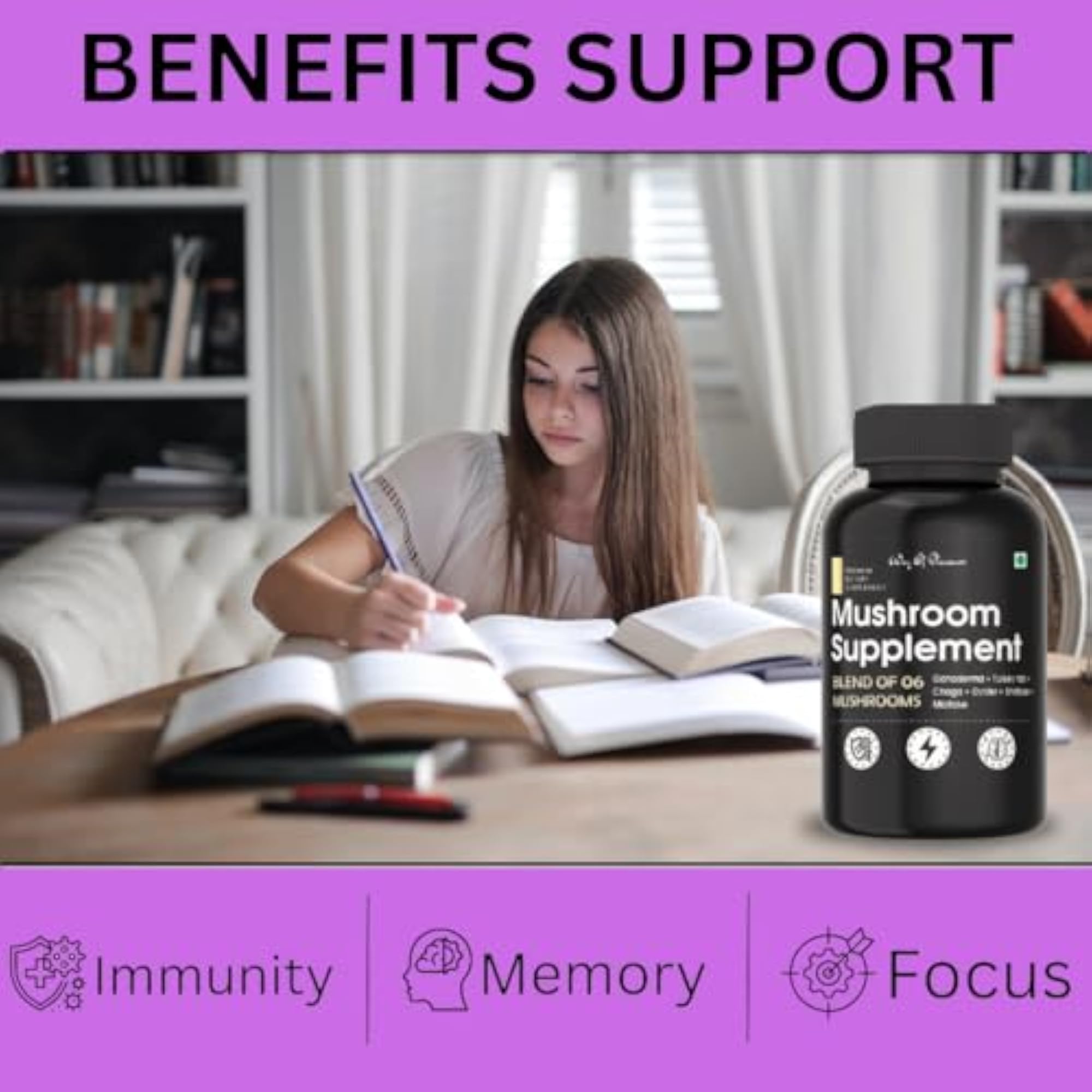 Mushroom Complex Capsules for Immunity, Energy, and Brain Function